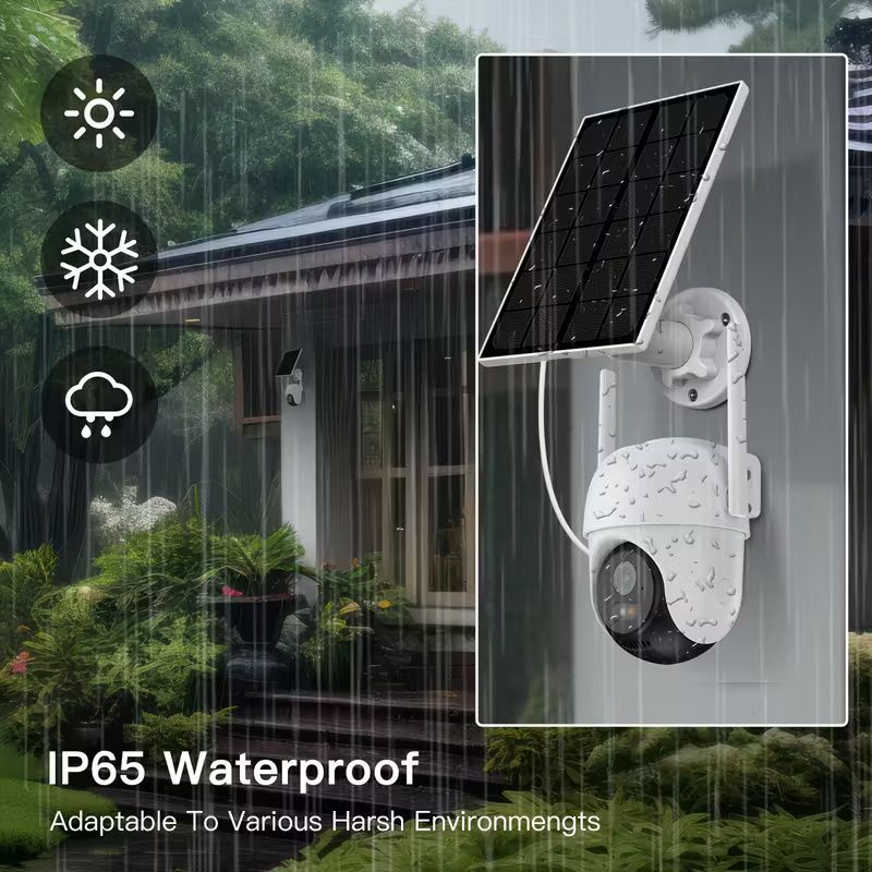 LaxiHub Solar Panel Wireless Security Camera, FHD Outdoor Cam With Color Night Vision, 3MP 1296P High Resolution, Wi-Fi Smart Home Security Camera, Baby Elderly &amp; Pets Security Monitor, 2-Way Audio