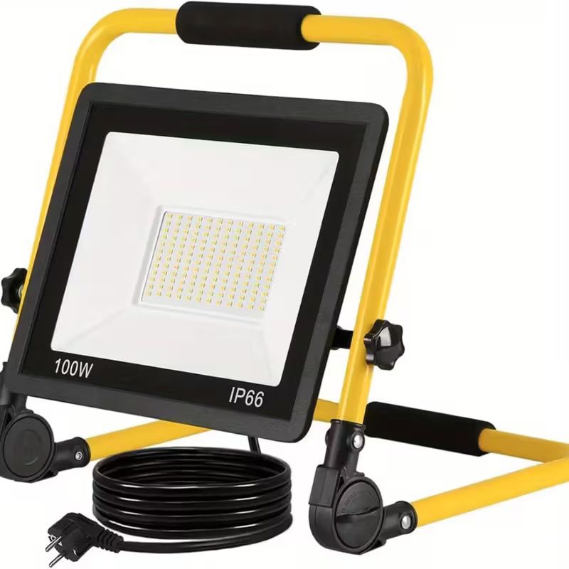 LED Work Light, Flood Light, Construction Spotlight, Building Site Spotlight, Bracket And Carrying Handle For Garden, Garage