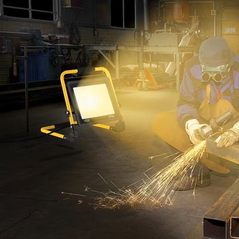 LED Work Light, Flood Light, Construction Spotlight, Building Site Spotlight, Bracket And Carrying Handle For Garden, Garage