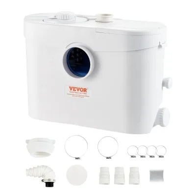 Macerator Pump, 700W, 9600 L/h Flow, 32.8 ft/10 m Head, Macerator Sewerage Sump Pump with 3 Water Inlets for Toilet, Basement, Kitchen, Sink, Shower, Bathtub Waste Water Disposal Upflush Machine
