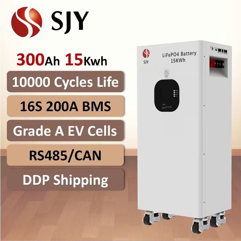 15kWh 51.2V 300Ah Lithium Iron Phosphate (LiFePO4) Battery – Enclosed Cabinet Design, Extended Cycle Life for Telecom Towers, Data Centers &amp; Residential Off-Grid Power Systems