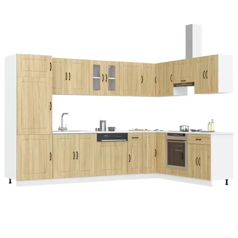 Kalmar&quot; Kitchen Cabinet with Double Sonoma Oak Sink And Crafted Wood