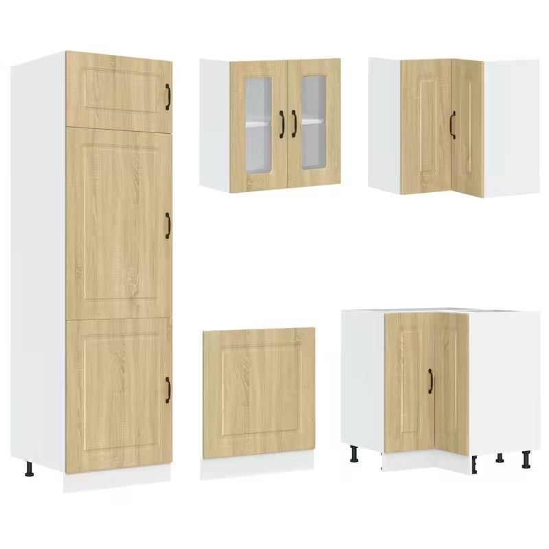 Kalmar&quot; Kitchen Cabinet with Double Sonoma Oak Sink And Crafted Wood