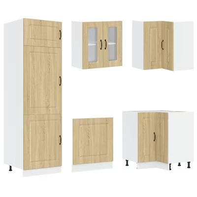 Kalmar&quot; Kitchen Cabinet with Double Sonoma Oak Sink And Crafted Wood