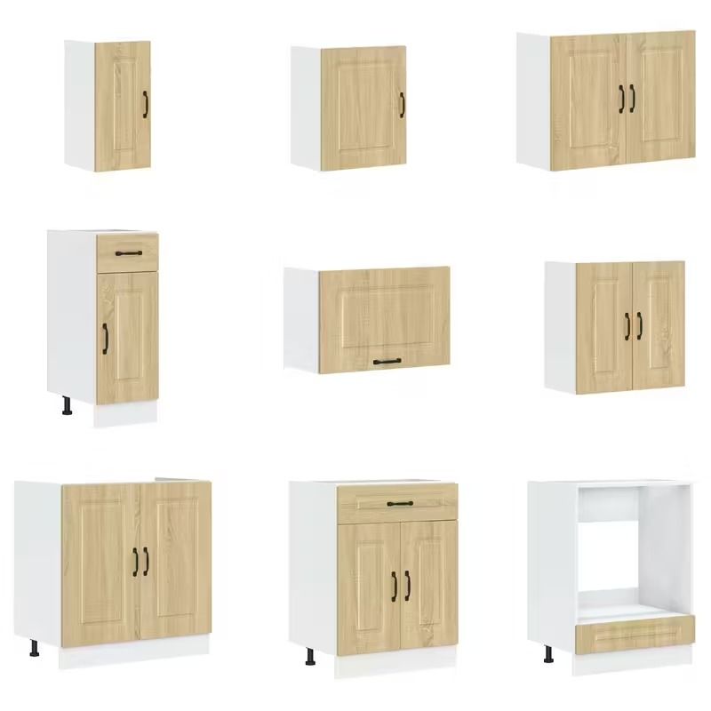 Kalmar&quot; Kitchen Cabinet with Double Sonoma Oak Sink And Crafted Wood