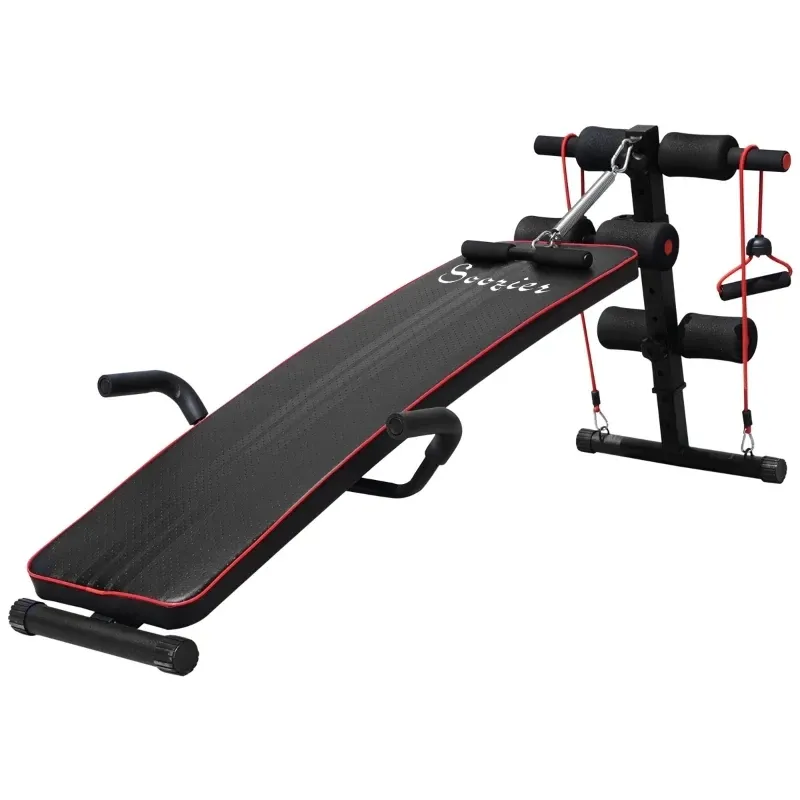 Steel Duo Purpose Sit-Up  Workout Bench, Steel-Black Red