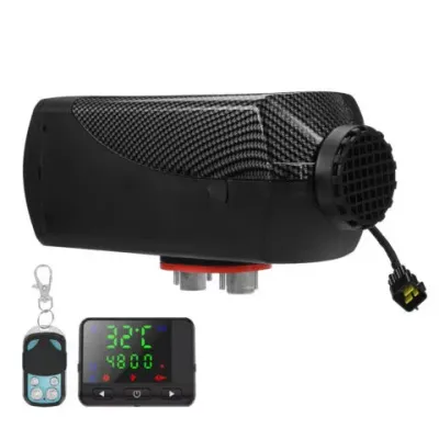 12V/24V/220V All-in-One Diesel Air Heater LCD For Caravan Houses Mobile Home Trucks Motor-home Boat Bus Room Garages Cars – Parking Heater with Silencer, LCD Display, and Remote Control