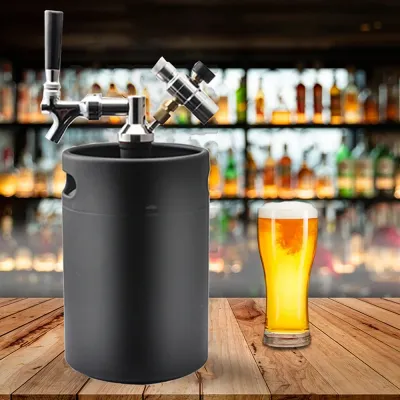 5L Stainless Steel Pressurized Mini Beer Keg with Adjustable System, Premium Tap, and CO2 Charger Kit for Home Brewing