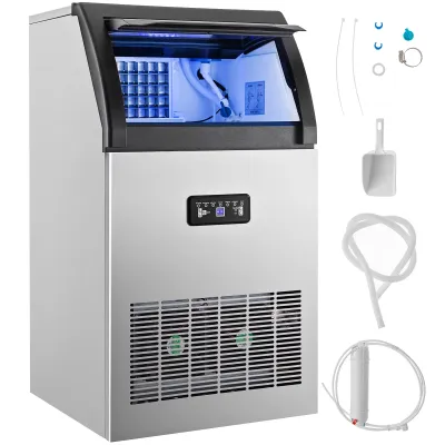 56kg/132lbs 220V Commercial Ice Maker - Automatic Clear Cube Ice Machine for Efficient Ice Production