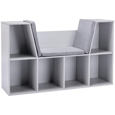 Bookcase Storage with Padded Foam Seat – Stylish and Functional Bookshelf with Comfortable Seating for Living Room or Bedroom
