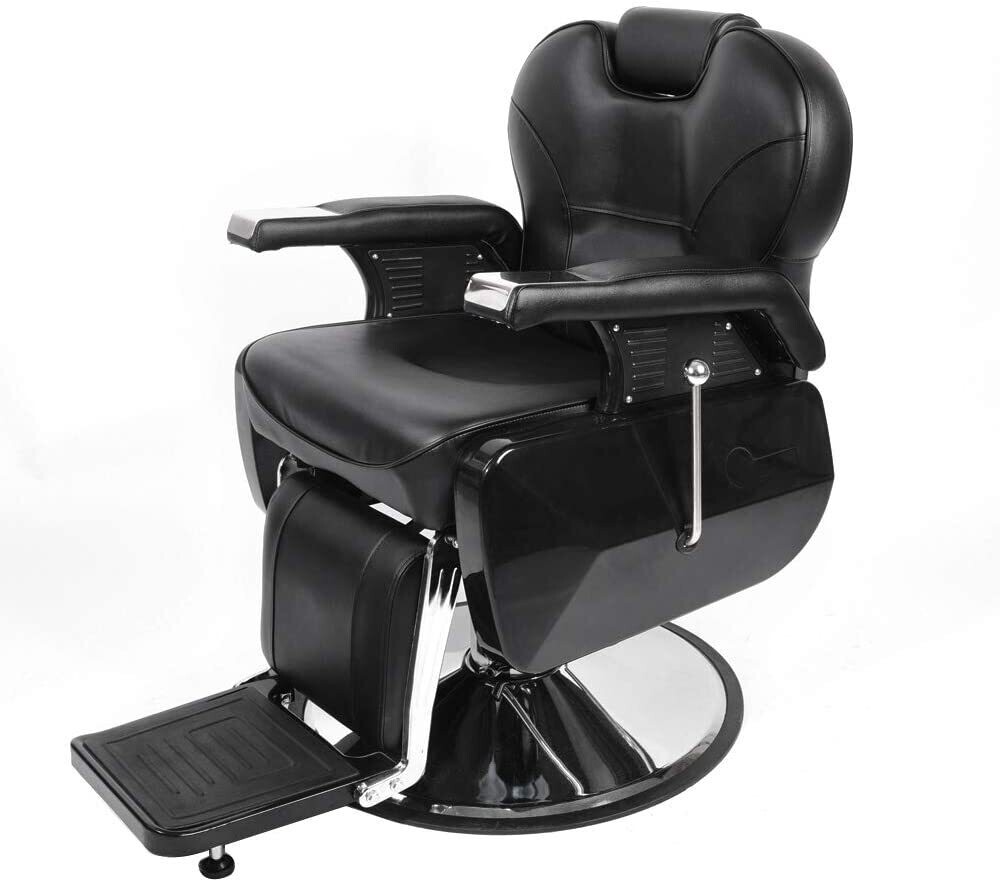 Salon Barber Professional Hydraulic Reclining Chair – 360° Swivel, PU Leather &amp; 150° Recline