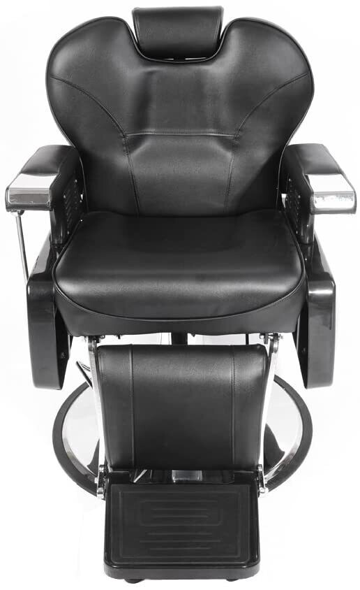 Salon Barber Professional Hydraulic Reclining Chair – 360° Swivel, PU Leather &amp; 150° Recline