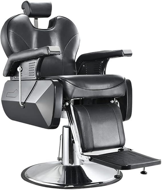 Salon Barber Professional Hydraulic Reclining Chair – 360° Swivel, PU Leather &amp; 150° Recline