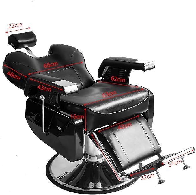 Salon Barber Professional Hydraulic Reclining Chair – 360° Swivel, PU Leather &amp; 150° Recline