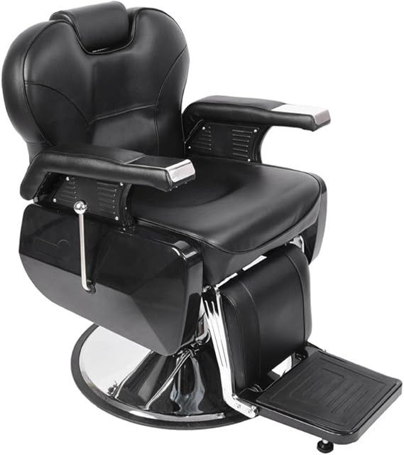 Salon Barber Professional Hydraulic Reclining Chair – 360° Swivel, PU Leather &amp; 150° Recline