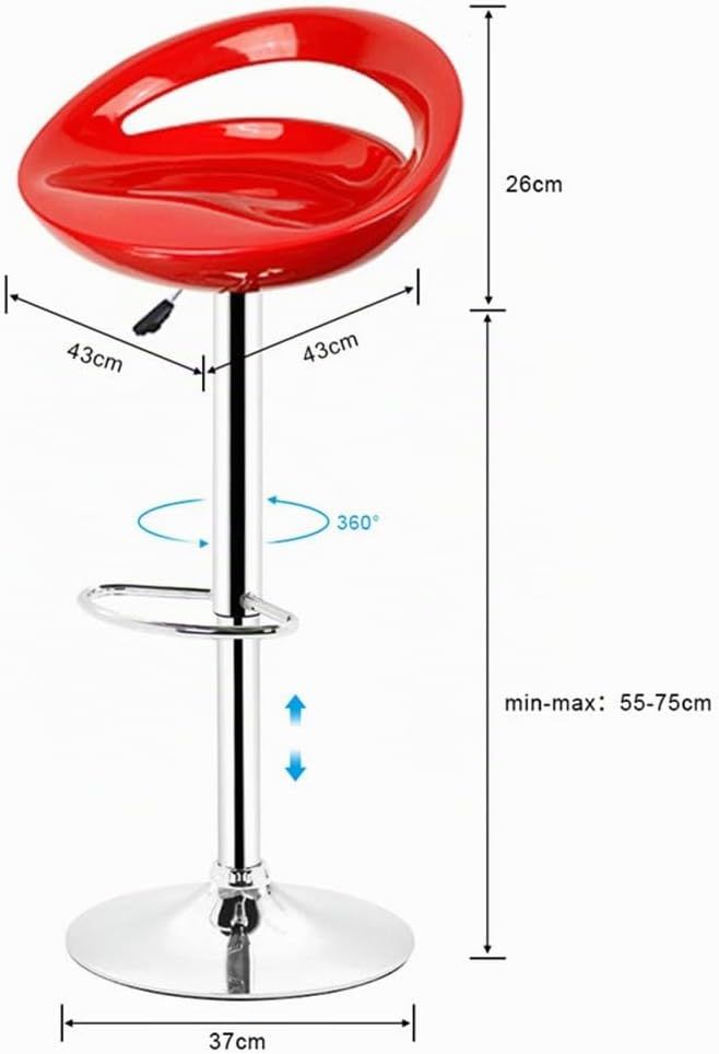 Set of 2 Adjustable Modern ABS Bar Stool – Black, White &amp; Red