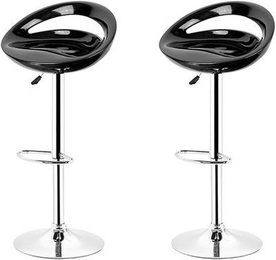 Set of 2 Adjustable Modern ABS Bar Stool – Black, White &amp; Red