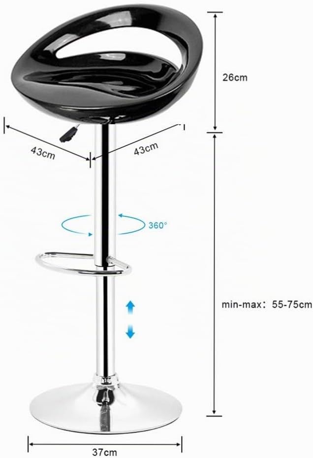 Set of 2 Adjustable Modern ABS Bar Stool – Black, White &amp; Red