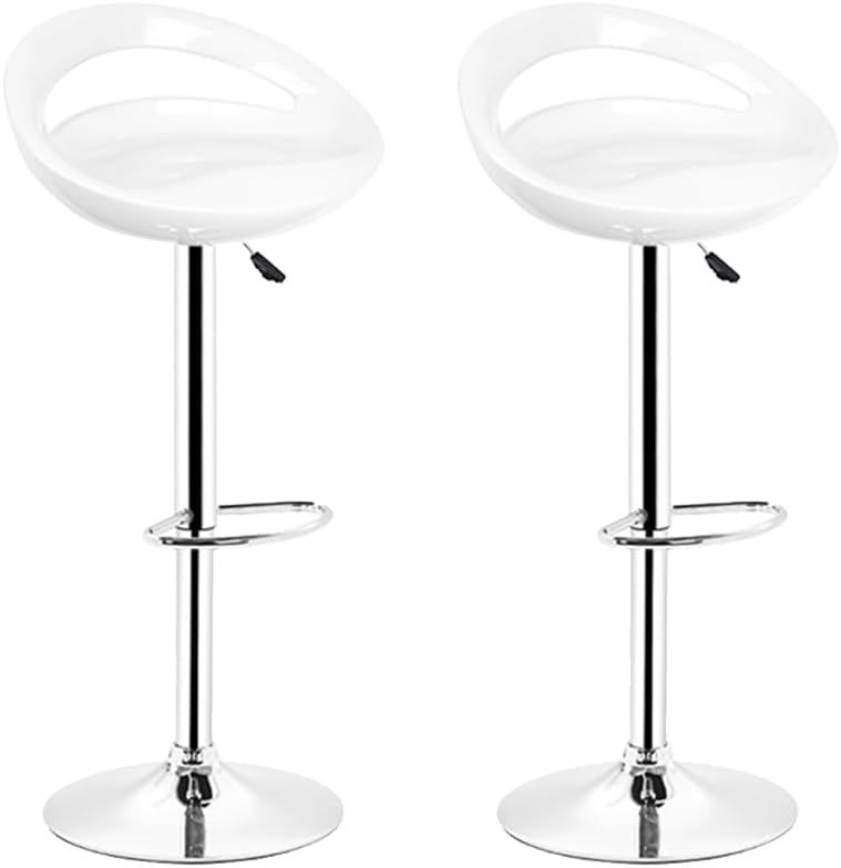 Set of 2 Adjustable Modern ABS Bar Stool – Black, White &amp; Red