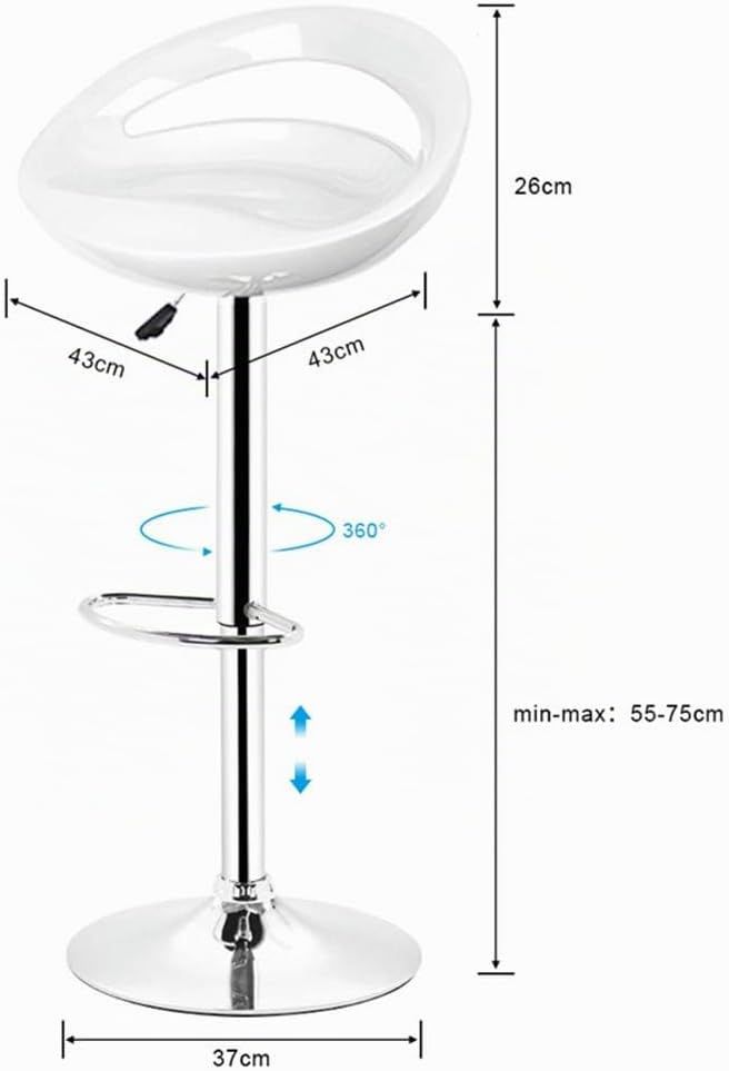 Set of 2 Adjustable Modern ABS Bar Stool – Black, White &amp; Red