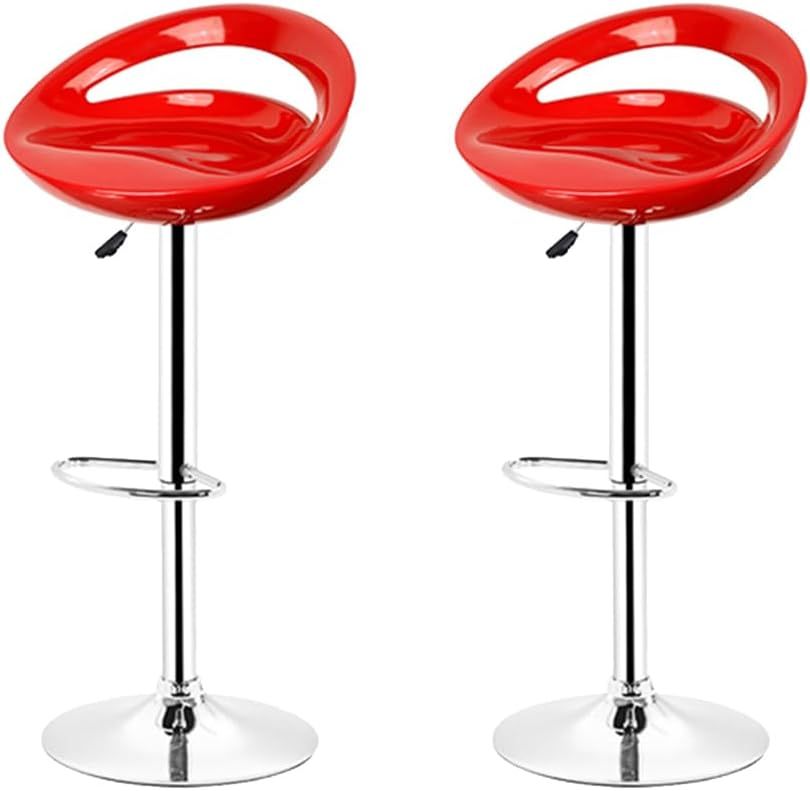 Set of 2 Adjustable Modern ABS Bar Stool – Black, White &amp; Red
