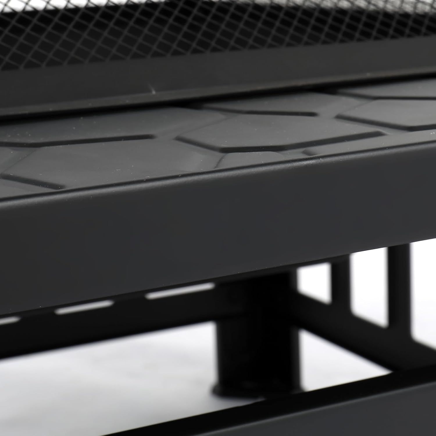 Square Metal Fire Pit with BBQ Grill, Fire Hook &amp; Protective Cover