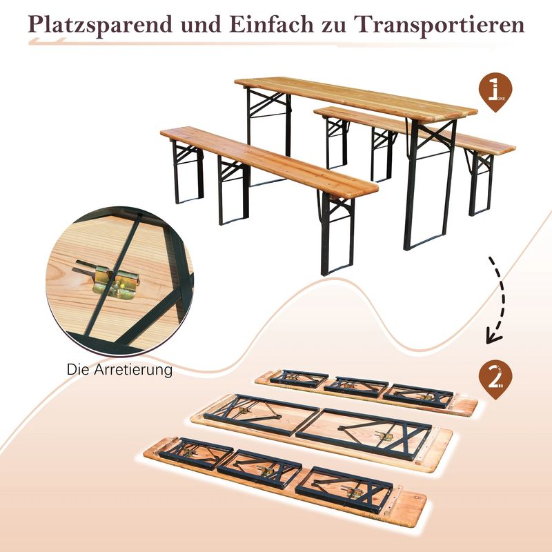 Outdoor Wooden Folding Beer Table Set with Benches
