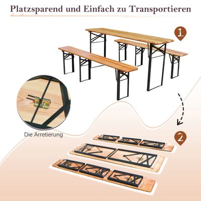 Outdoor Wooden Folding Beer Table Set with Benches