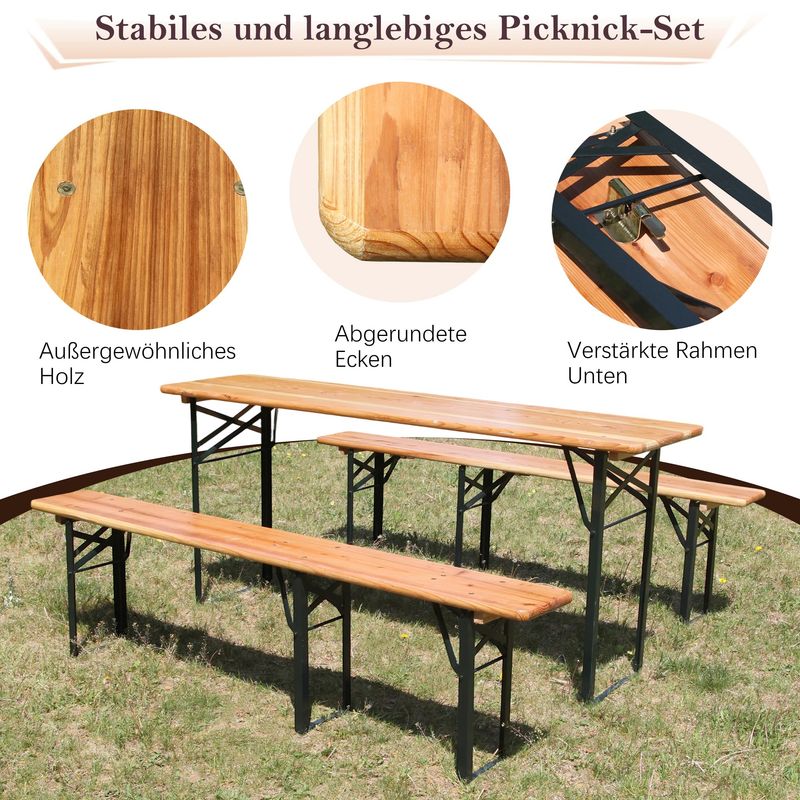 Outdoor Wooden Folding Beer Table Set with Benches