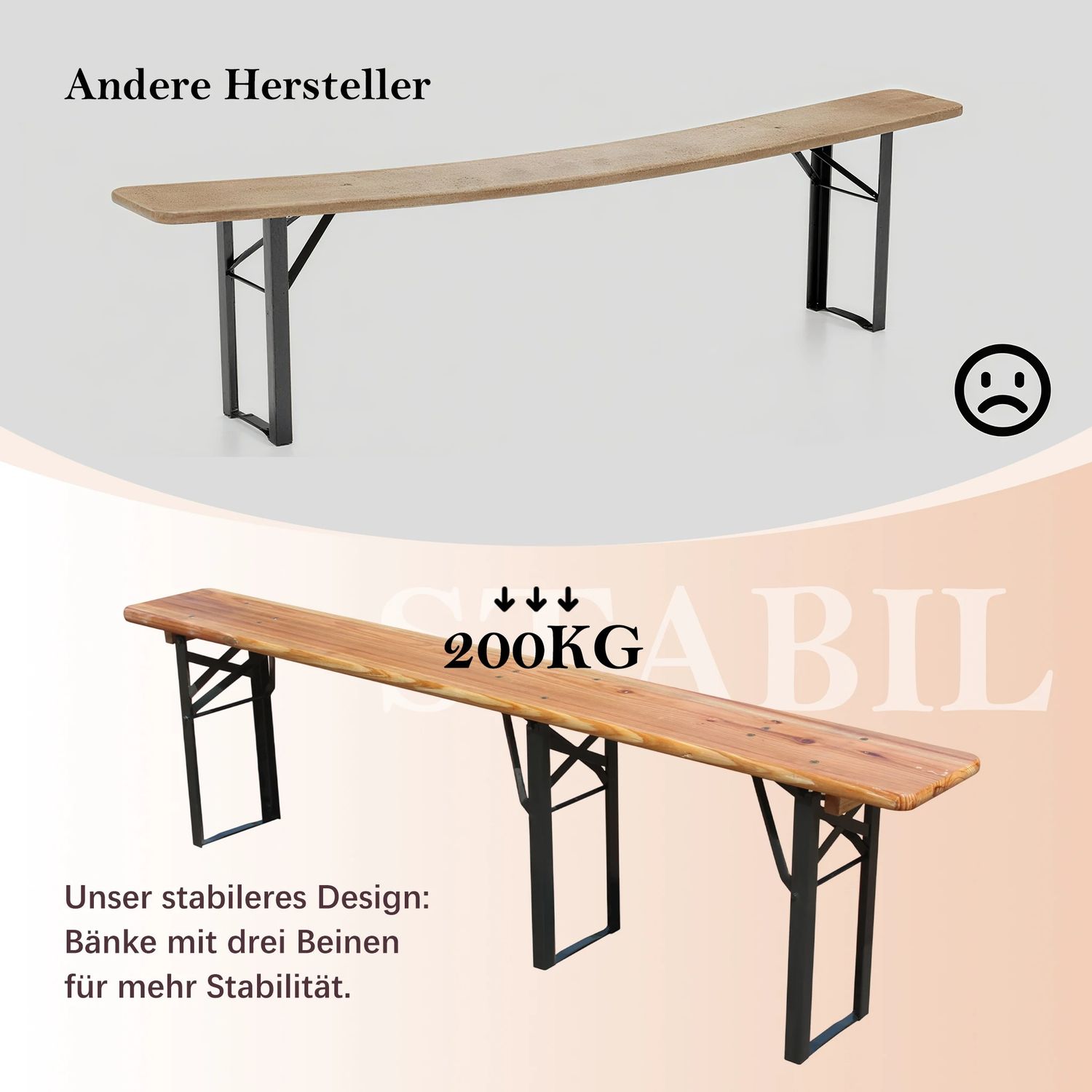 Outdoor Wooden Folding Beer Table Set with Benches