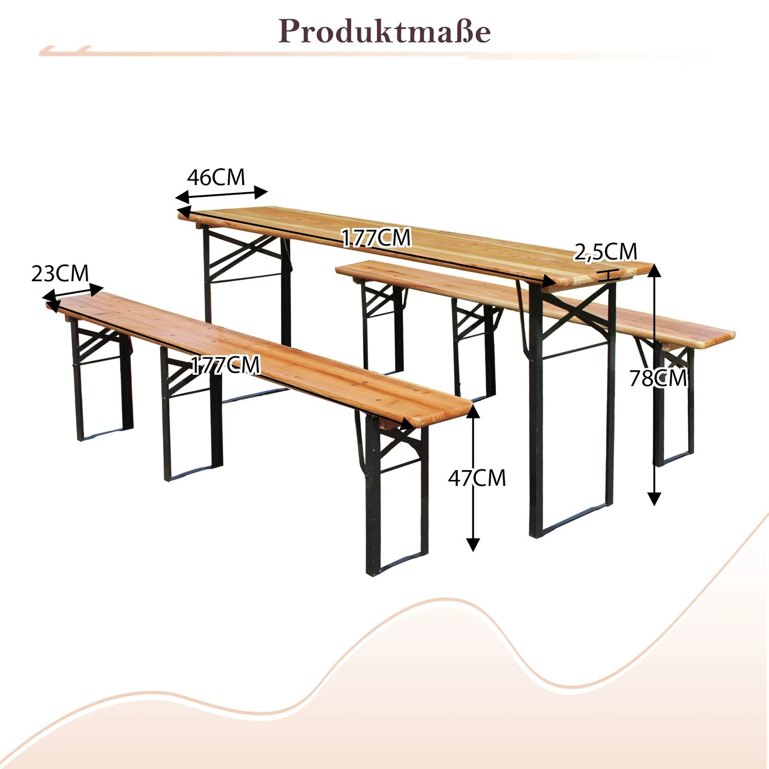 Outdoor Wooden Folding Beer Table Set with Benches