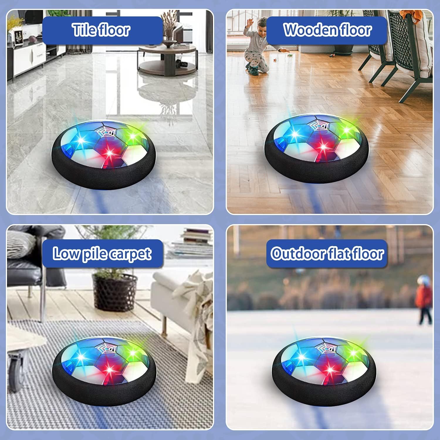 Set of 3-in-1 Kids Hover Football &amp; Hockey Game Set – Indoor Sports Toy