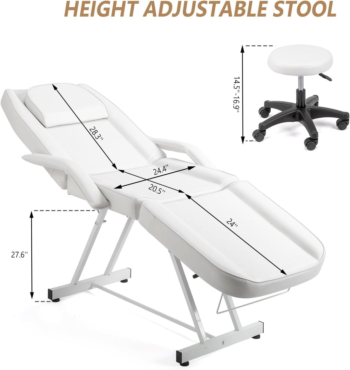 Professional Beauty &amp; Massage Bed with Rolling Stool