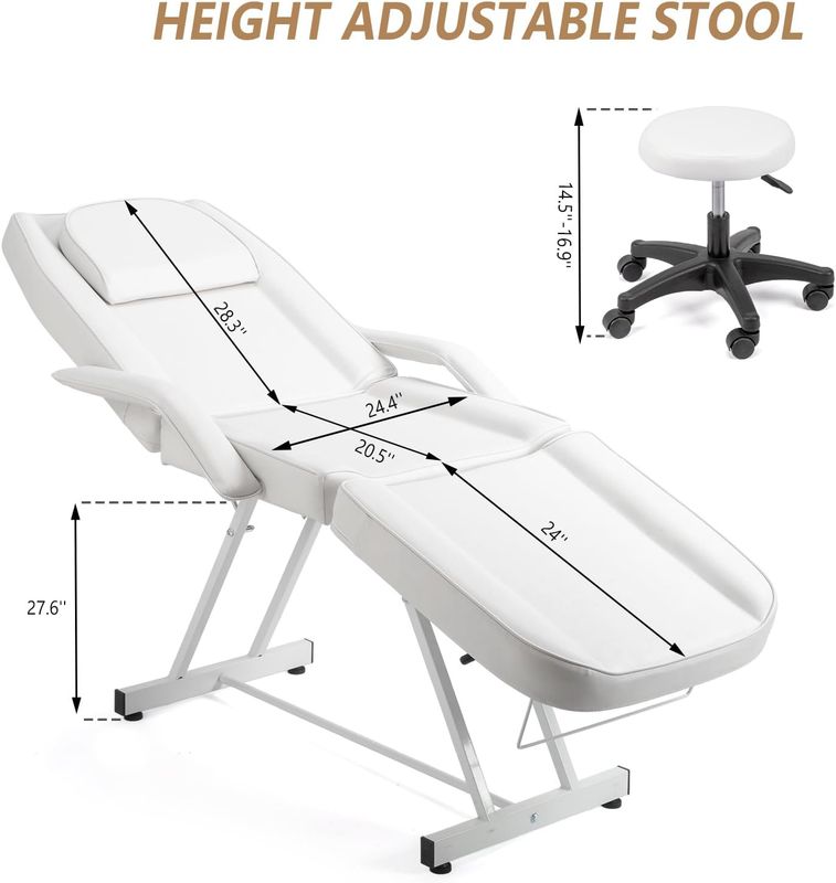Professional Beauty &amp; Massage Bed with Rolling Stool