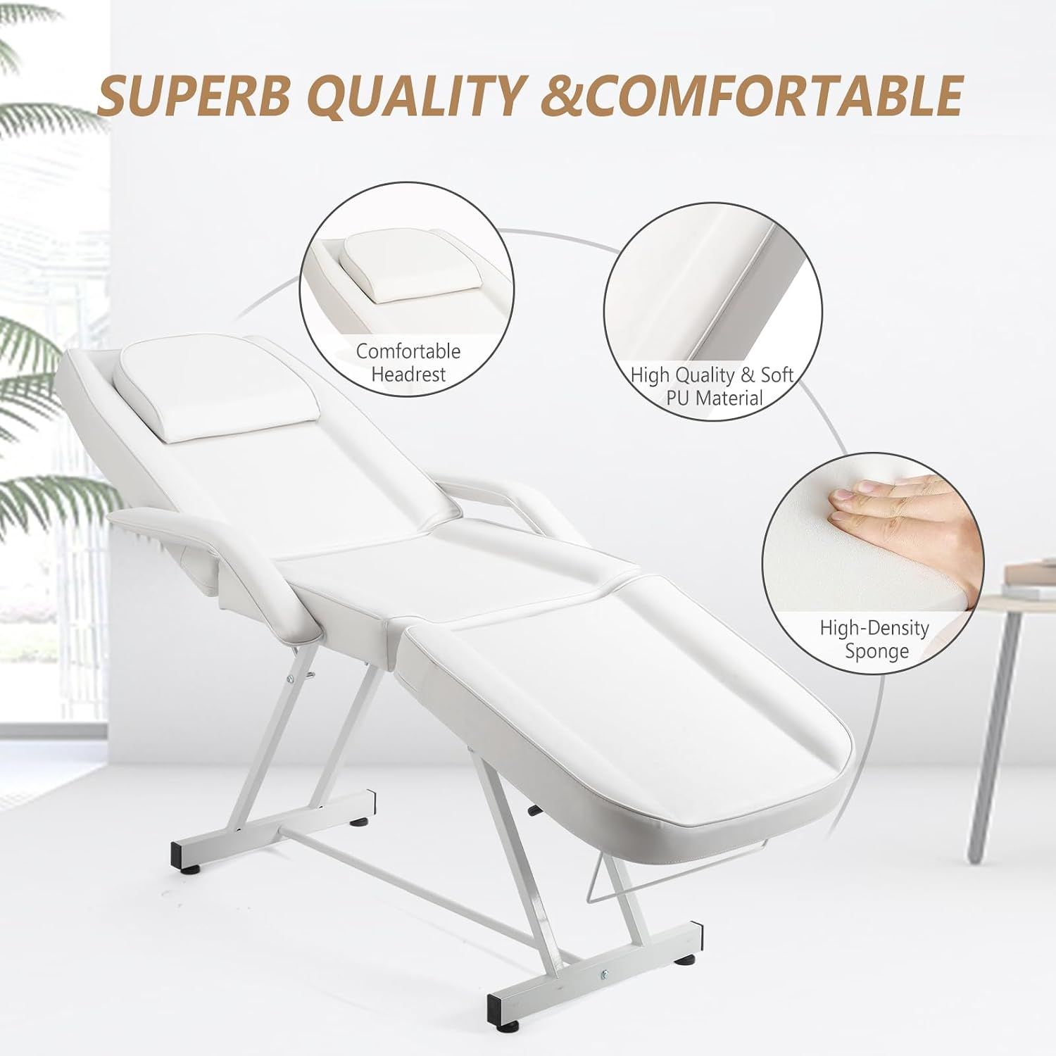 Professional Beauty &amp; Massage Bed with Rolling Stool