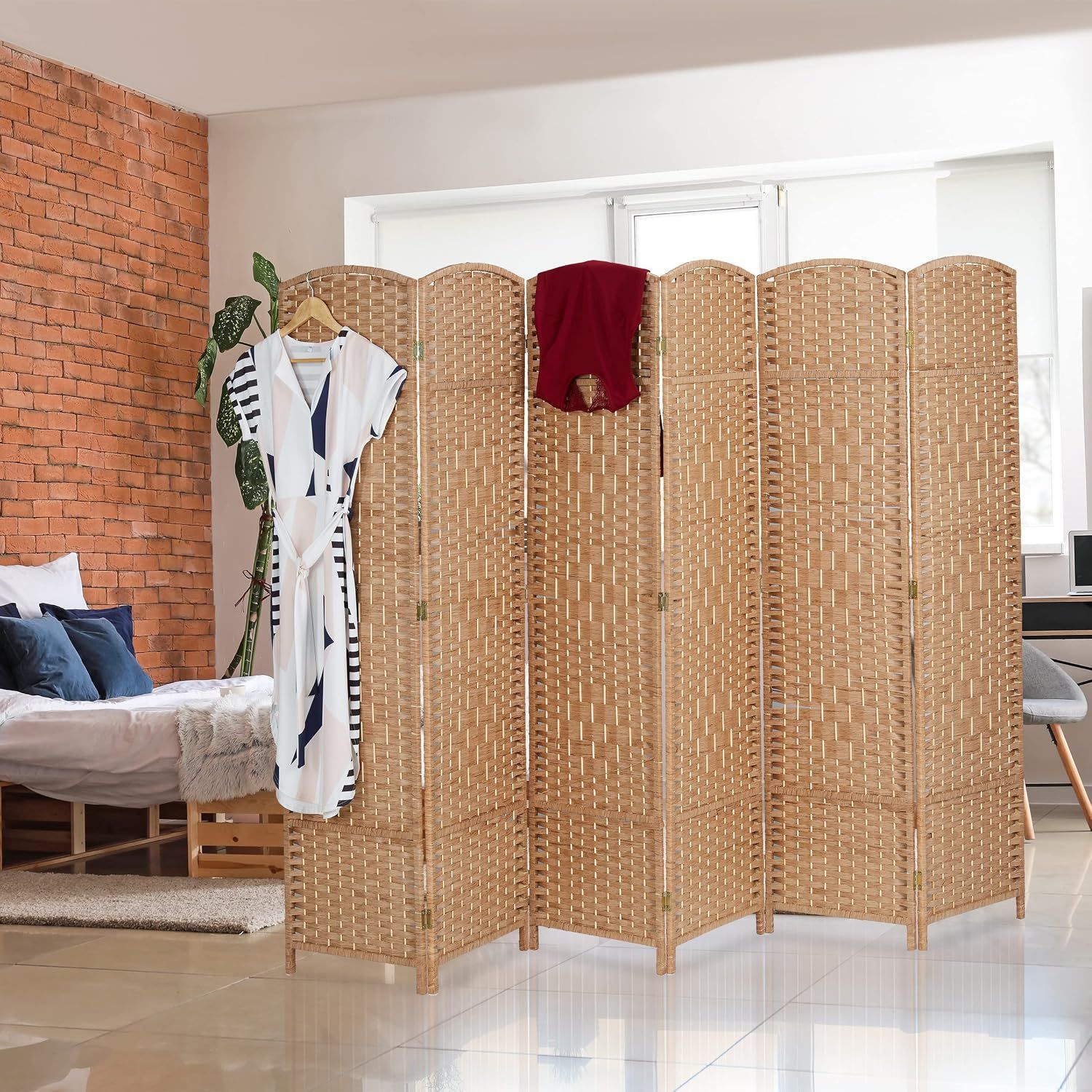6 Panel Folding Room Divider 170x241cm