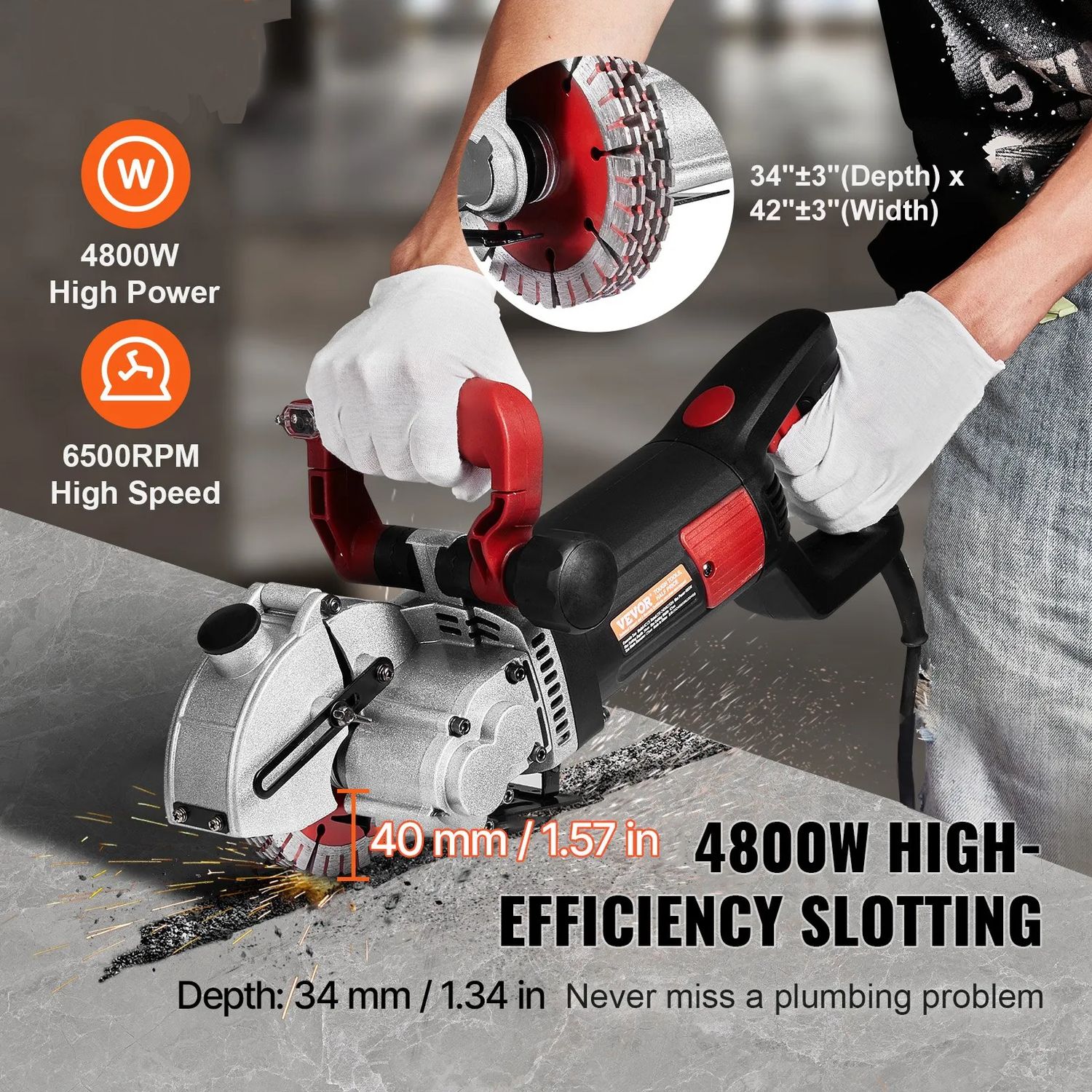 Saw Blades for 2500W Electric Wall Chaser – 160mm Blade, Adjustable Cutting Depth &amp; Laser Guide