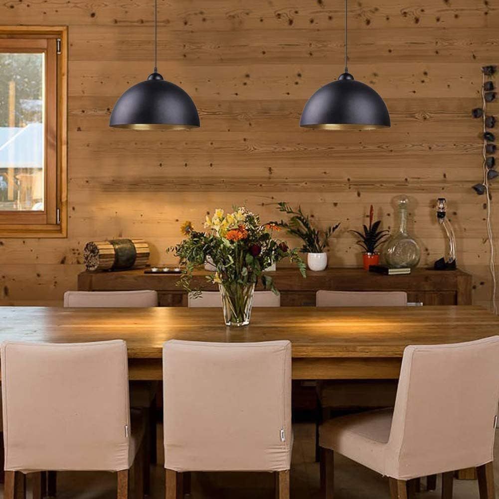 2 Pack Black Metal Lampshades Ø30cm E27 Ceiling Pendant Light Shades