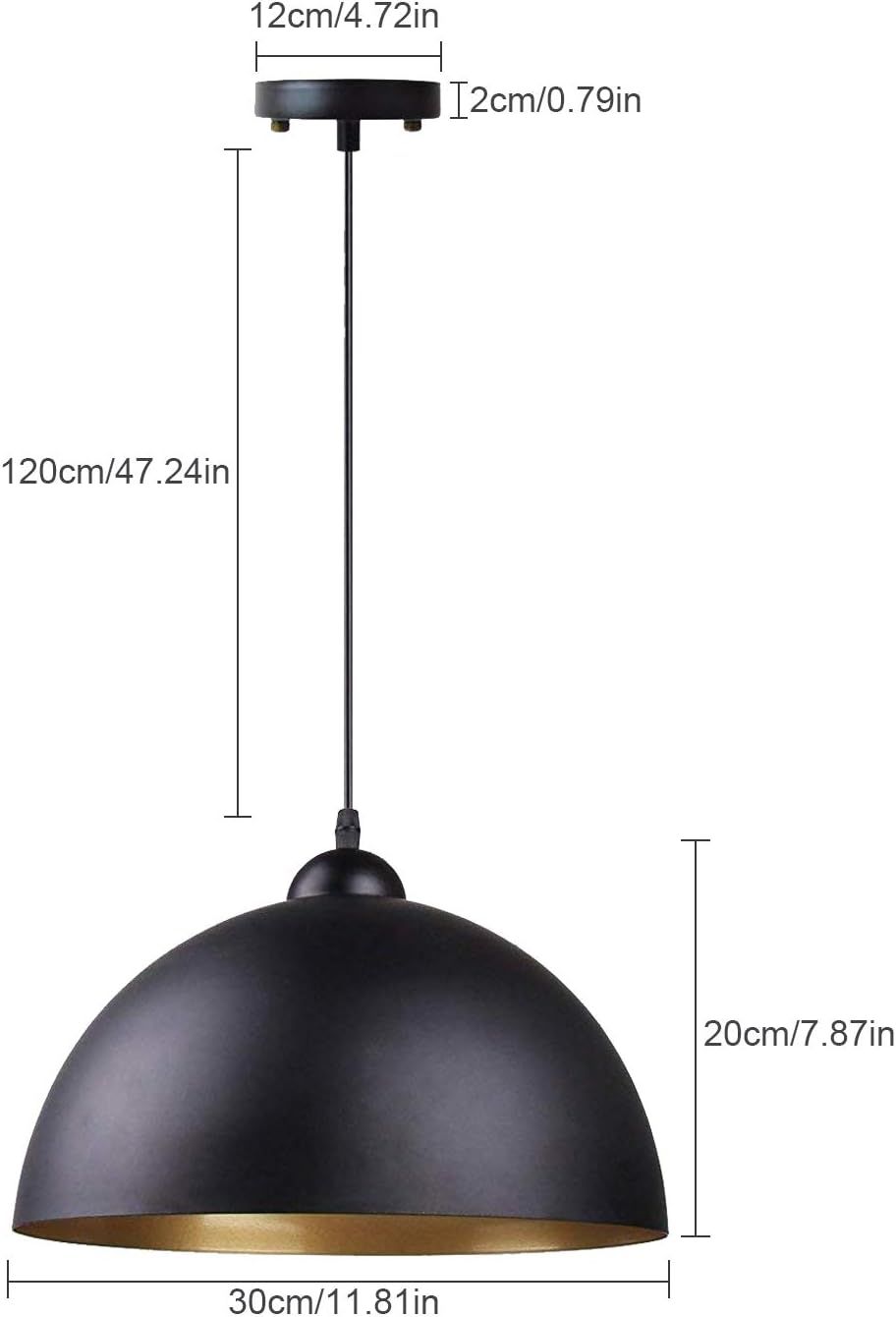 2 Pack Black Metal Lampshades Ø30cm E27 Ceiling Pendant Light Shades