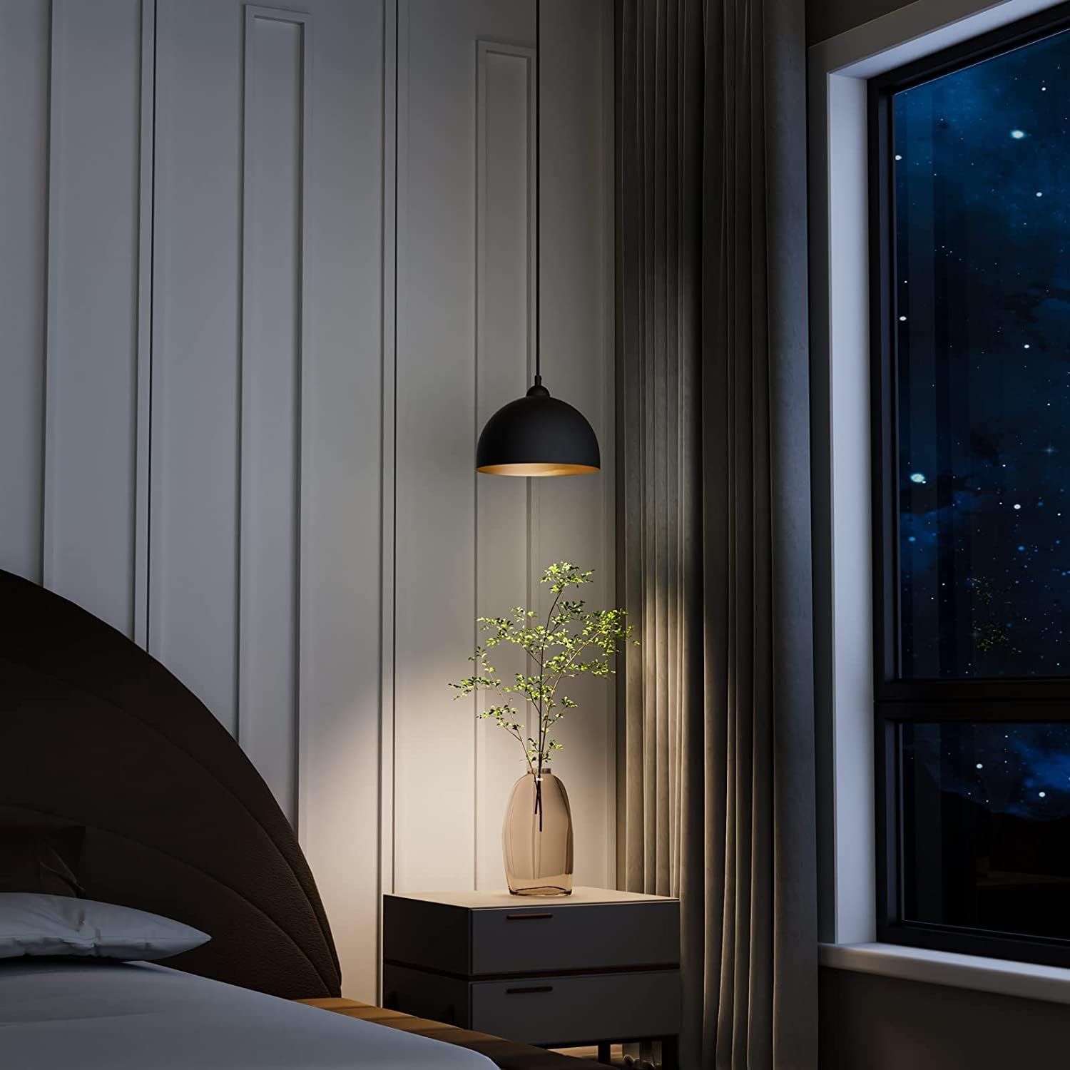 2 Pack Black Metal Lampshades Ø30cm E27 Ceiling Pendant Light Shades