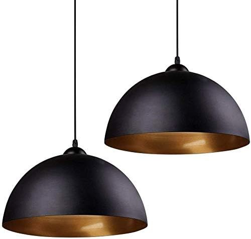 2 Pack Black Metal Lampshades Ø30cm E27 Ceiling Pendant Light Shades