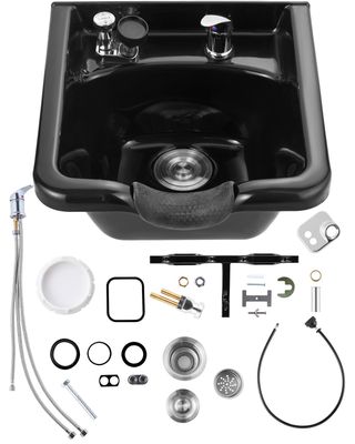 Black ABS Plastic Mobile Hairdressing Wash Basin | 47×46×25cm Reverse Salon Sink