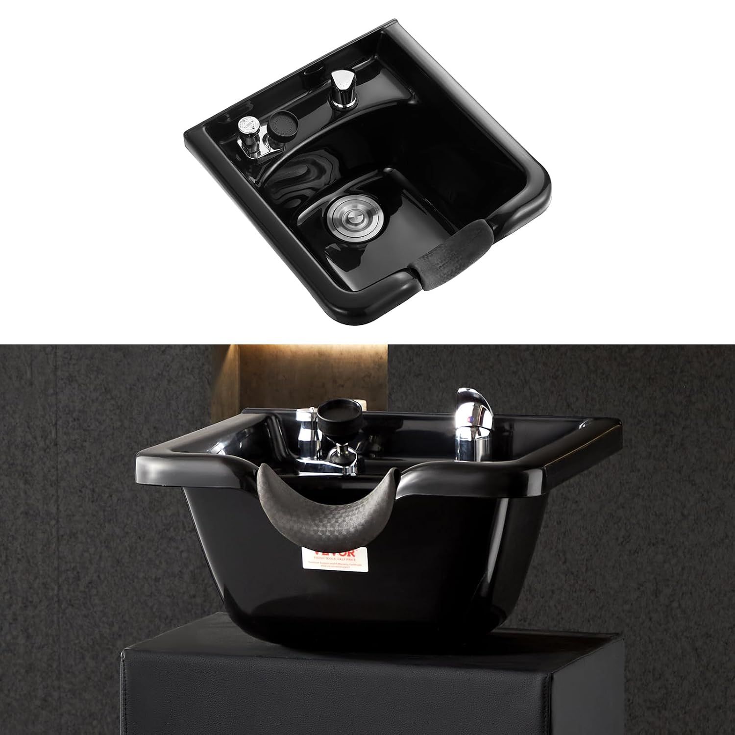 Shampoo Bowl Salon Hair Washing Sink HZ9082 ABS Metal Black