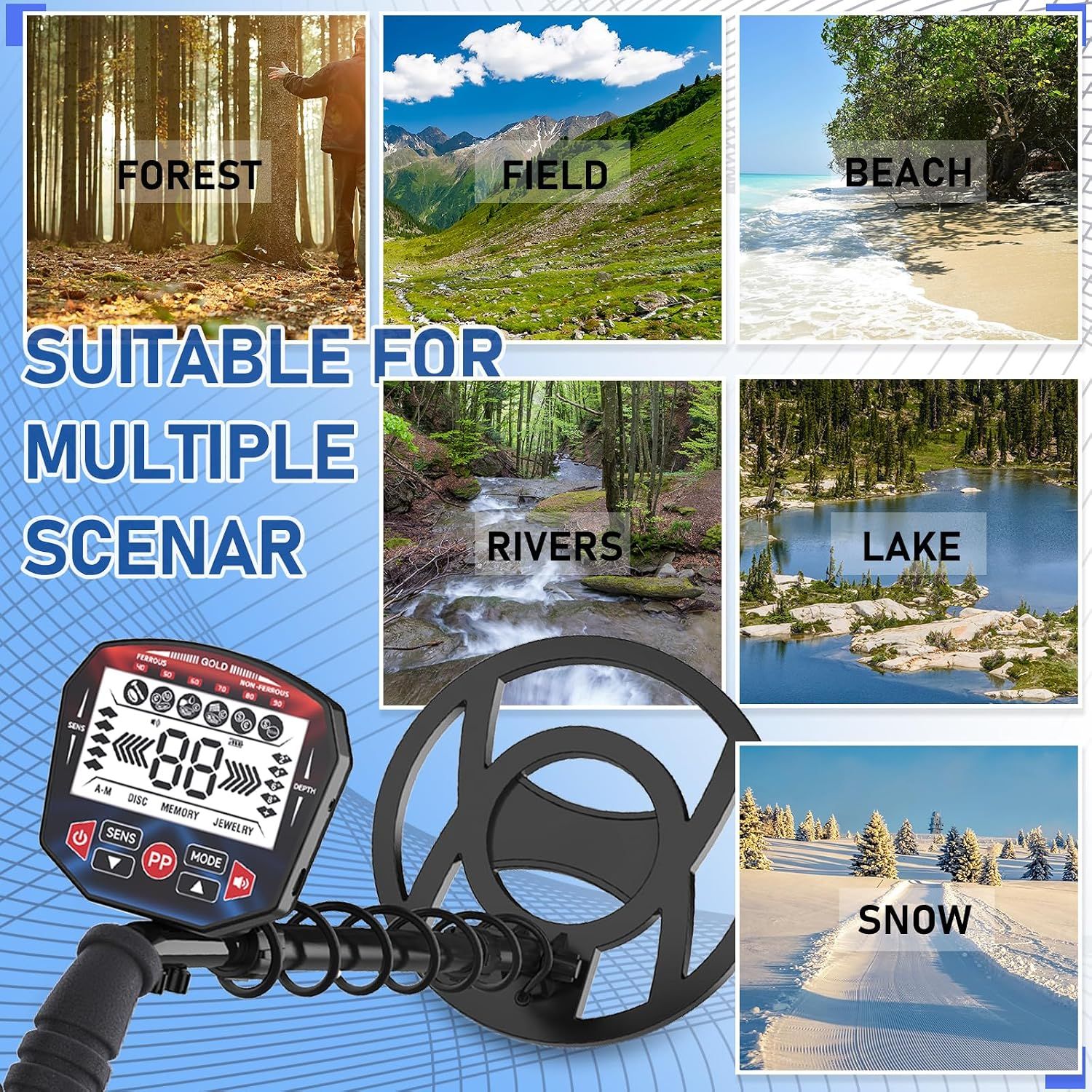 Professional Metal Detector– IP68 Waterproof Treasure Hunting
