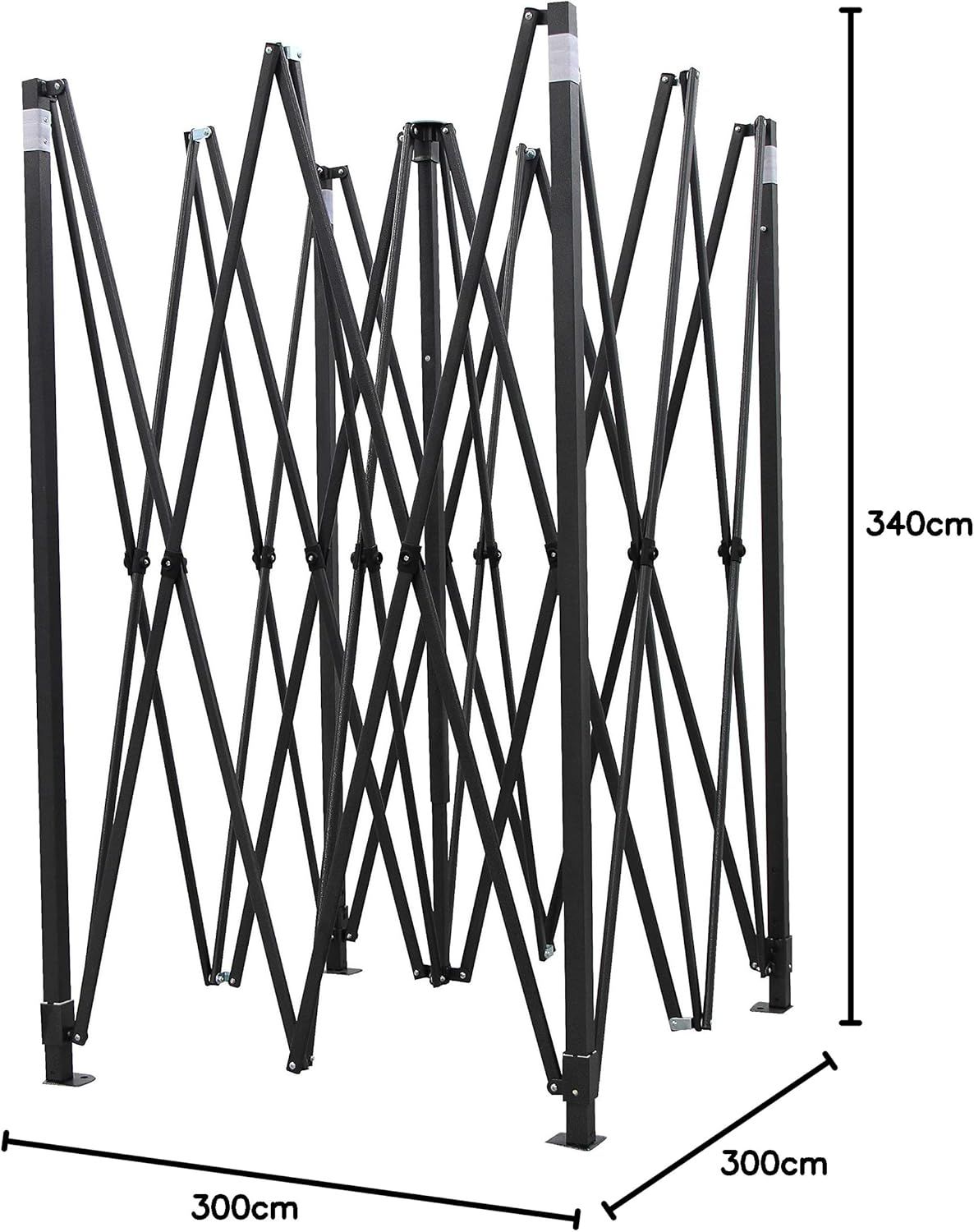 3x3m Heavy Duty Pop Up Gazebo Waterproof Black with Carry Bag &amp; Weights