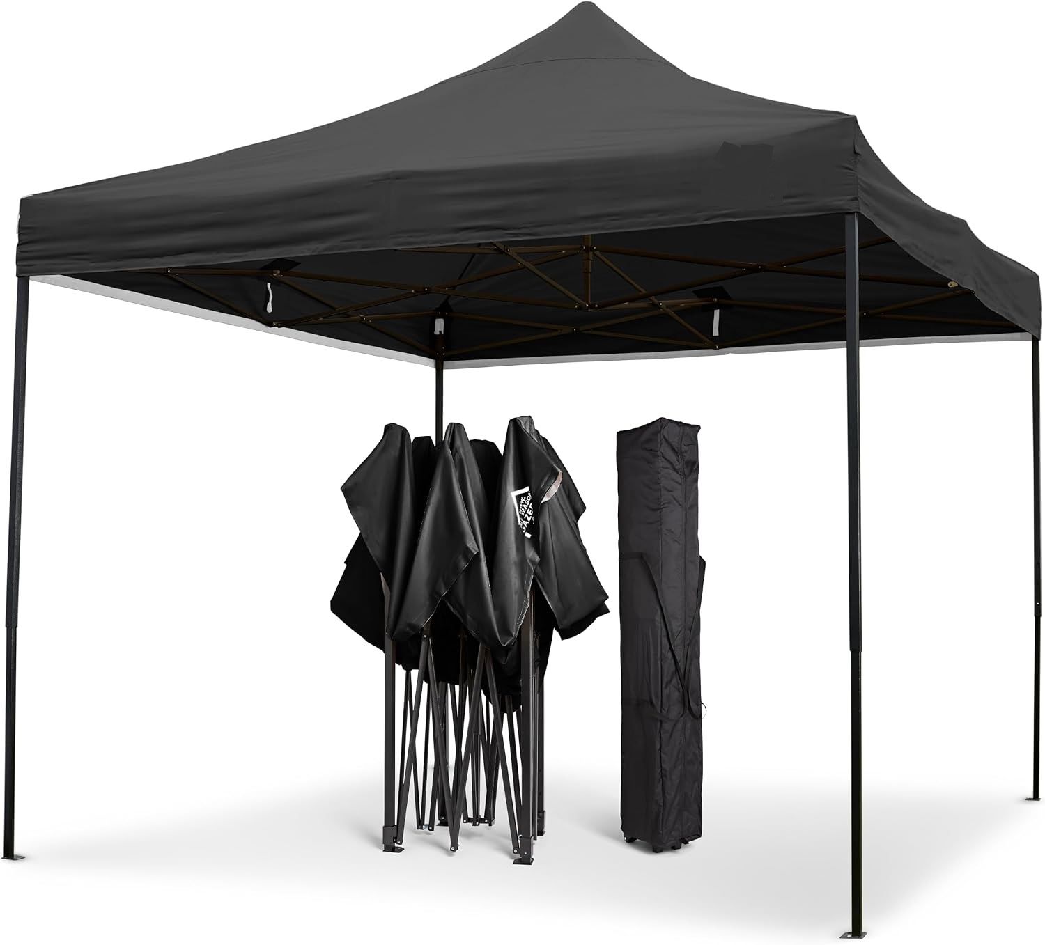 3x3m Heavy Duty Pop Up Gazebo Waterproof Black with Carry Bag &amp; Weights
