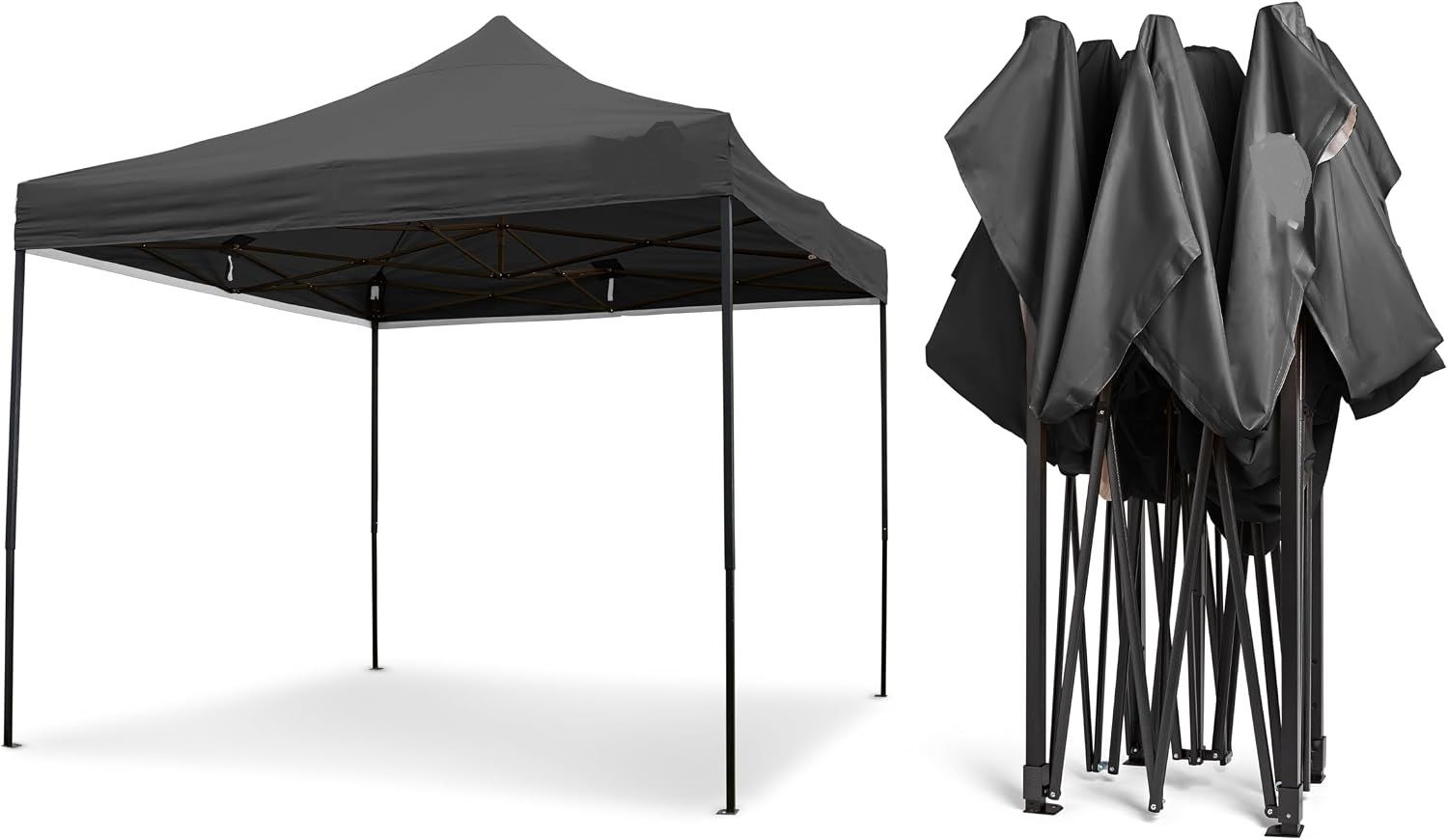 3x3m Heavy Duty Pop Up Gazebo Waterproof Black with Carry Bag &amp; Weights