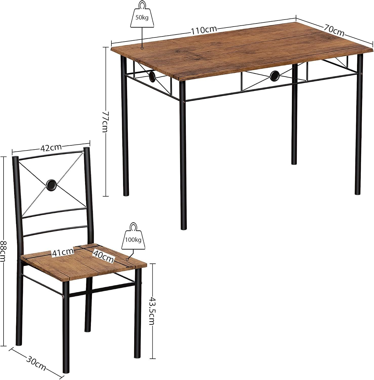 4 Seater Dining Set with Table and Chairs Dark Wood Modern Kitchen Dining Furniture
