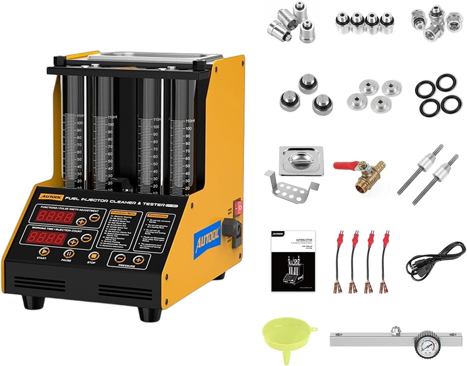 Ultrasonic Fuel Injector Cleaner Tester 4 Cylinder 220V with 2000ml Tank