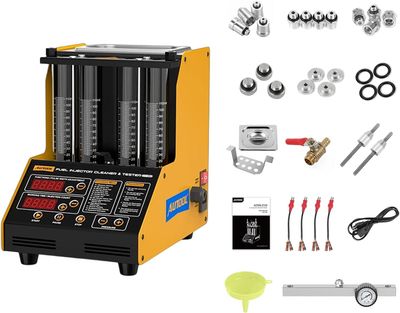 Ultrasonic Fuel Injector Cleaner Tester 4 Cylinder 220V with 2000ml Tank